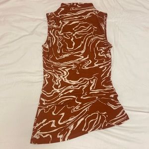 River Island Swirl Ruched Mockneck Asymmetrical Top